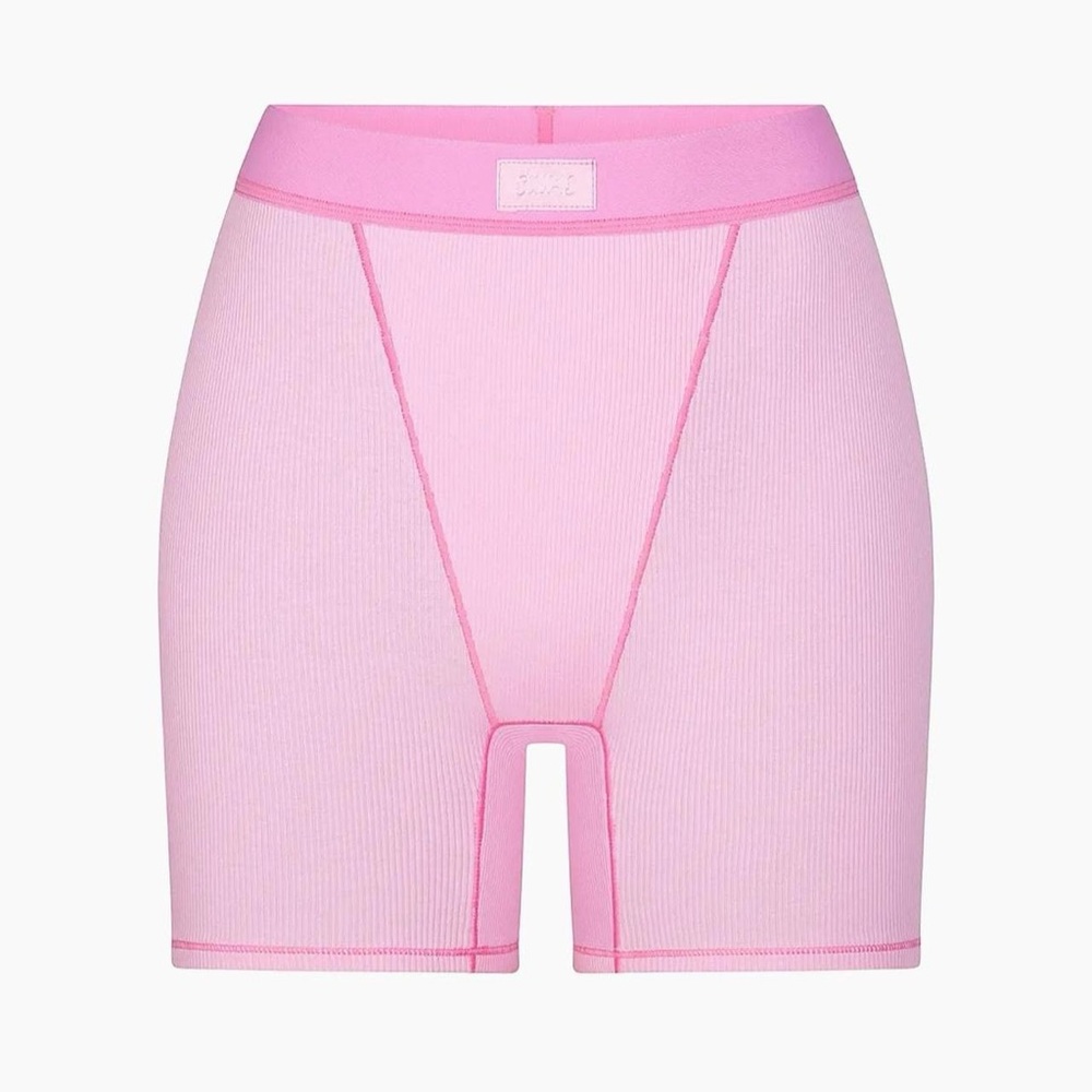 SKIMS BUBBLE GUM PINK COTTON RIB BOXER SHORTS 🎀🪽💘🩰